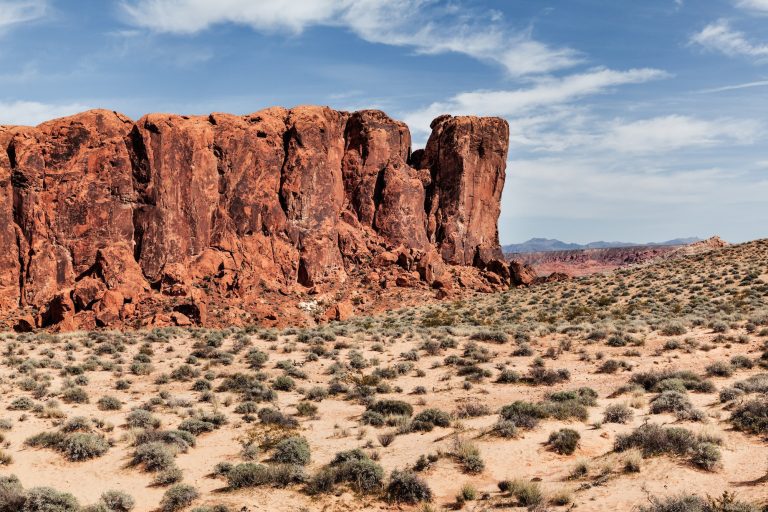 Brown rock formation in desert, Nevada