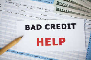 Bad credit, written on a white sheet of paper