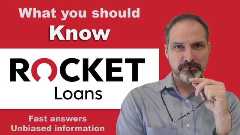 Image of guy holding glasses considering information. What you should know about Rocket Mortgage personal loan from Rocket Loans. Fast Answers, Unbiased information.